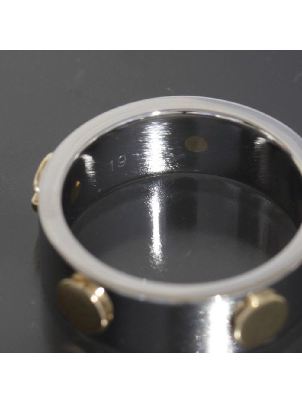 Gucci Inox Ring No 18 750 Gold Steel E0863 - Picture 5 of 7